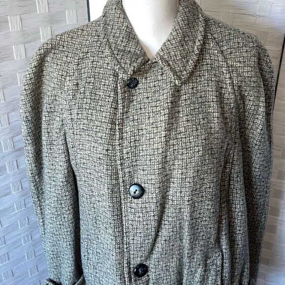Vintage Harris Tweed Plymouth Of Boston Trench Coat Gray Scottish Top O’ Tweed 1 - Picture 2 of 16